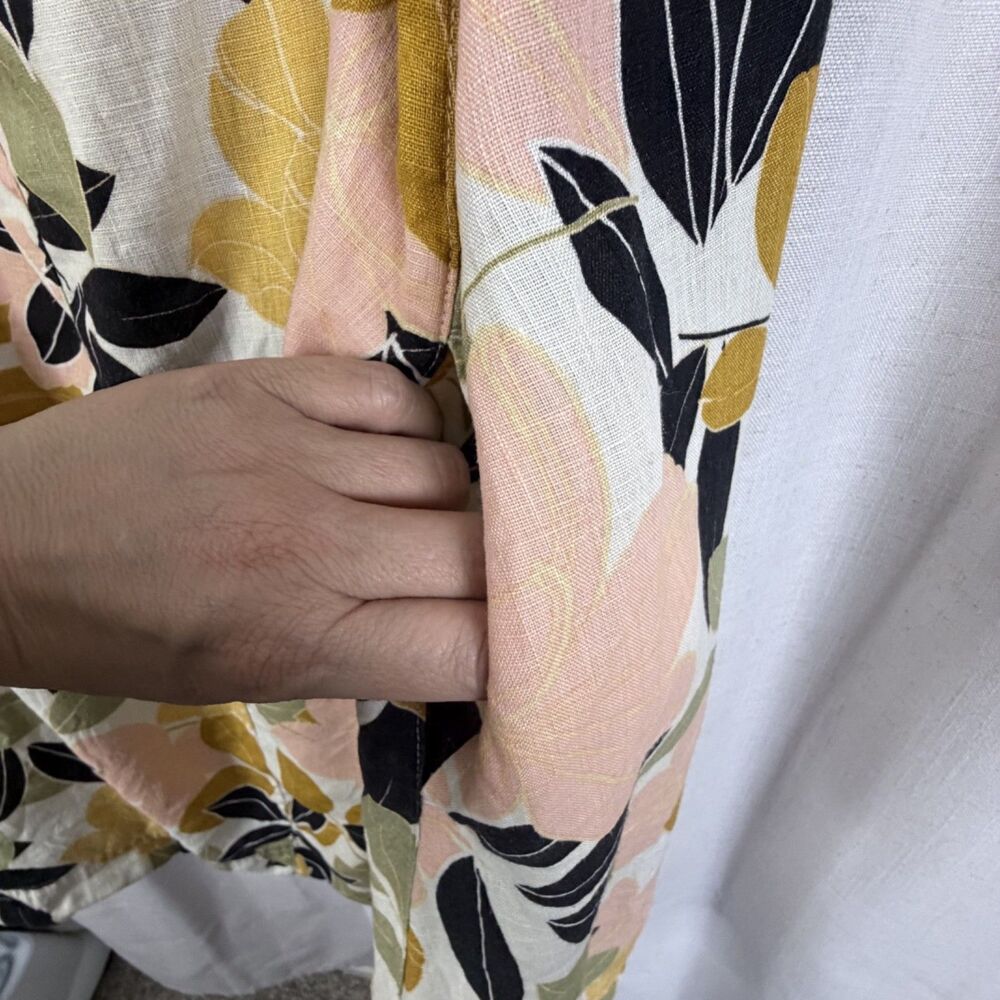 linen botanical shift dress floral pockets coastal boho lagenlook rachel zoe 2x - Picture 5 of 7